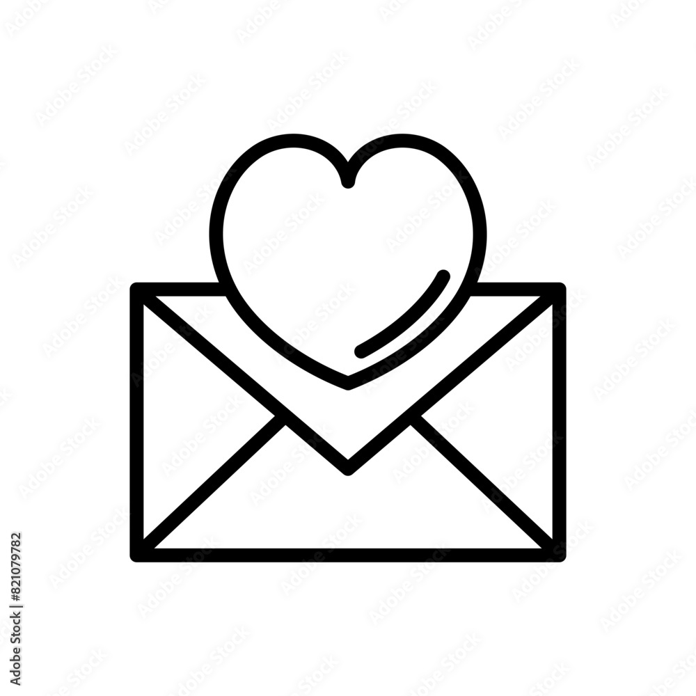 Love mail line icon. E-mail icon. Message and email icon isolated on white background. Transparent background, minimalist symbol. Vector images Love mail line icon. E-mail icon. Message and email icon isolated on white background. Transparent background, minimalist symbol. Vector images