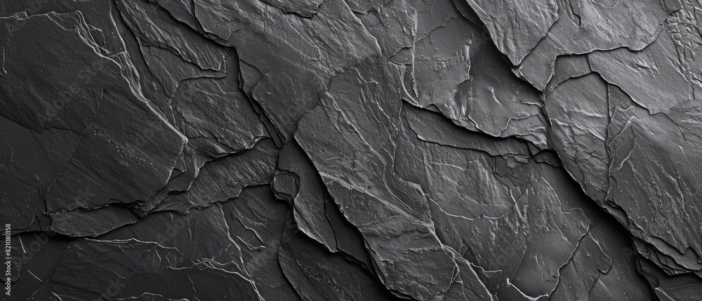 High-resolution close-up of dark gray slate rock texture, showcasing natural layered patterns and fine details. High-resolution close-up of dark gray slate rock texture, showcasing natural layered patterns and fine details.