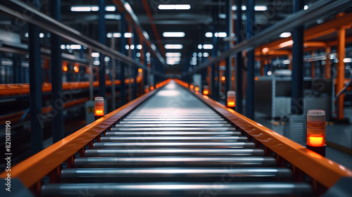 Automated conveyor belt or packaging line in a factory  representing the concept of automation  the use of technology and robots reduces costs and replaces human work