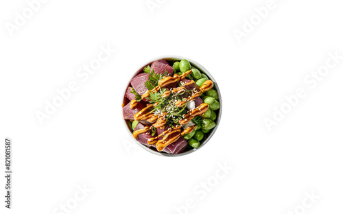 Hawaiian poke bowl on transparent background