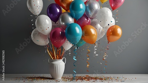 balloons writing white free space foil confetti photos.generative.ai