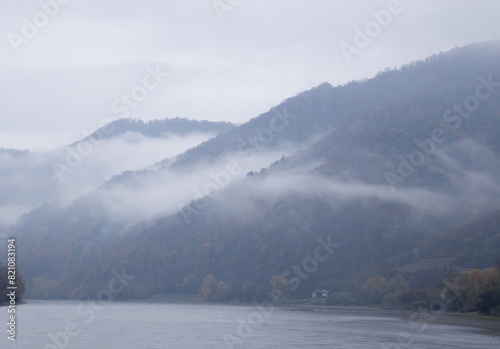 Fog in the mountains along the Rhine River