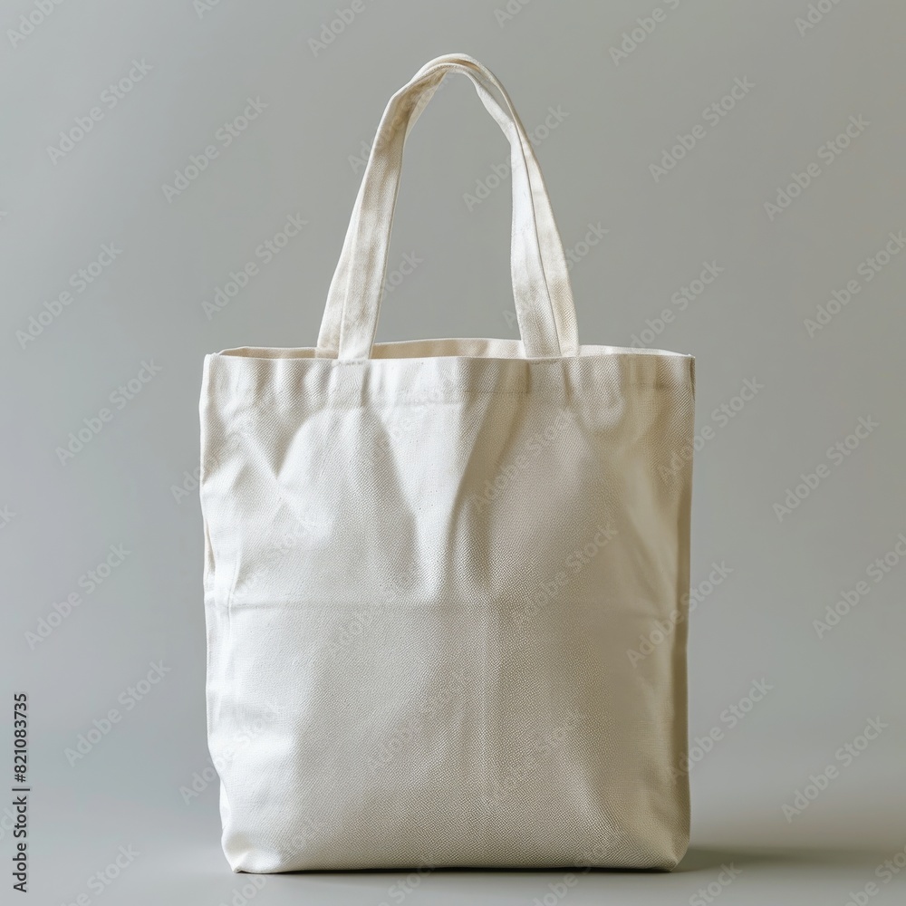 Minimalist white tote on gray background. Minimalist white tote on gray background.