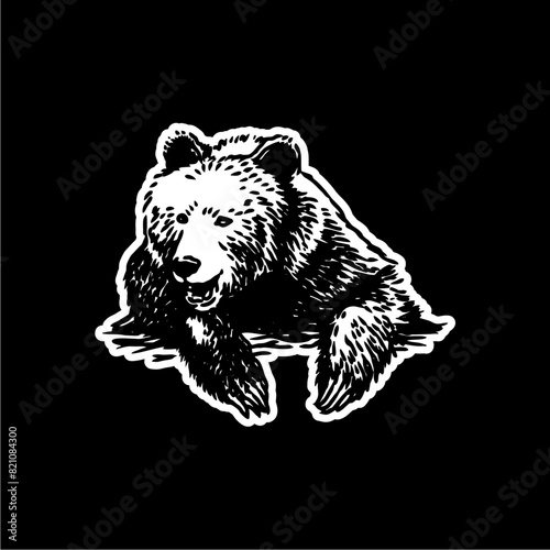 vector bear animal on black background. use for illustration or sticker and logo