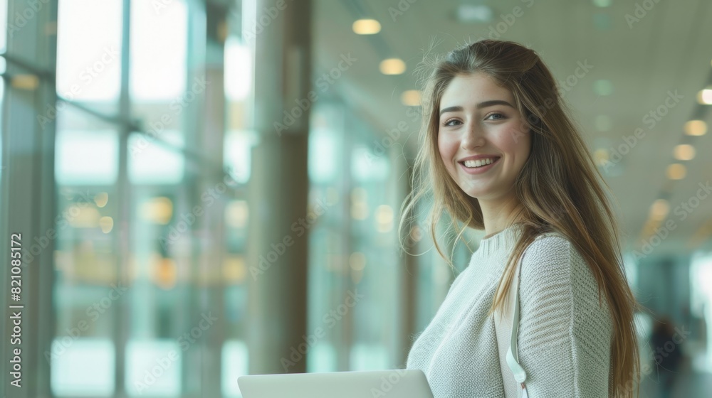 Young Woman with Her Laptop