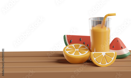3d oranges and summer watermelon