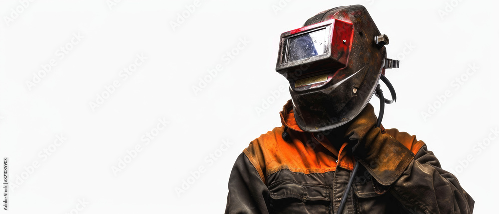 A welder, isolated on white background, space for copy A welder, isolated on white background, space for copy