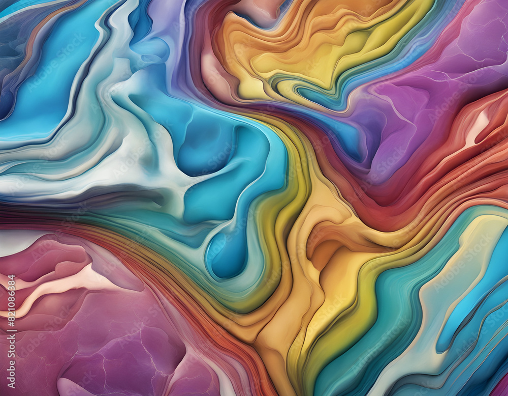 Fototapeta premium Soft simple rainbow color abstract irregular marble pattern background