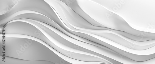 Develop a modern and sophisticated wave design featuring flowing curves and intricate three-dimensional elements against a pristine white backdrop.