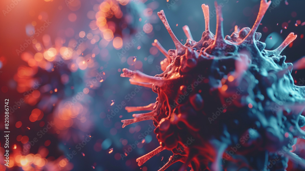 microscopic view of virus with a great copy space microscopic view of virus with a great copy space