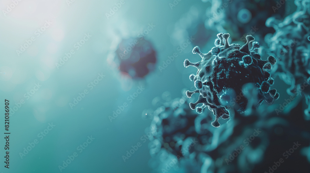Obraz premium microscopic view of virus with a great copy space