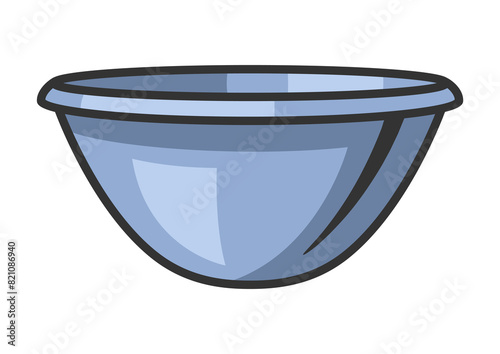 Illustration of cooking bowl. Stylized kitchen and restaurant utensil.