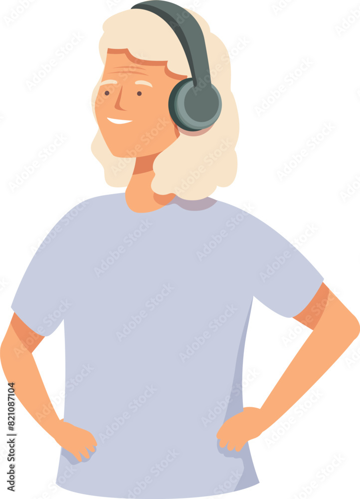 Vector illustration of a cheerful woman enjoying music with her headphones Vector illustration of a cheerful woman enjoying music with her headphones