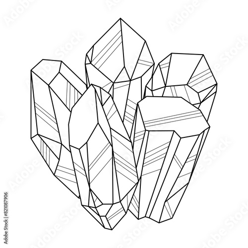 Illustration of crystals or minerals. Jewelry precious gem stone.