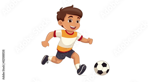 boy isolated against a white background, playing football © Dilshad