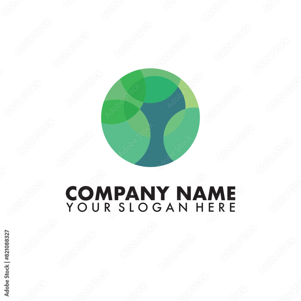Green tree in the circle logo vector template Green tree in the circle logo vector template