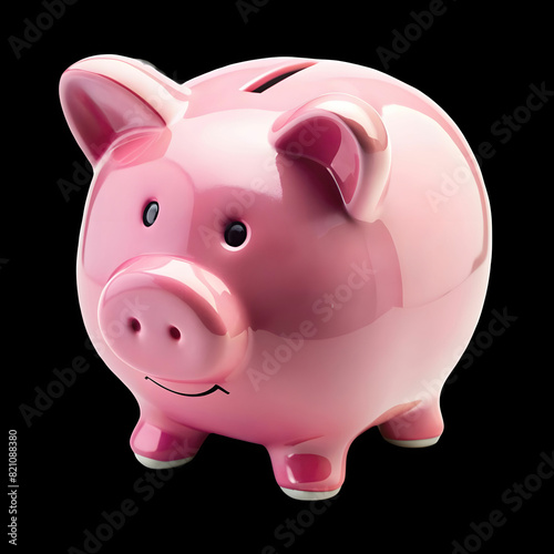 pink piggy bank isolated on white in studio. pink piggy bank isolated on white background  side view