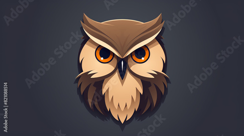 Design a minimalistic logo of an owl facing the viewer photo