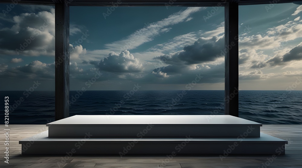 Fototapeta premium Default sea ocean scene splayp latform product presentation. generative.ai 