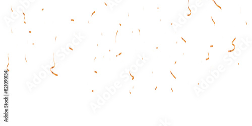 Abstract luxury golden confetti glitter and zigzag ribbon falling down on transparent background. Holyday, festive and celebration background. Vector illustration.