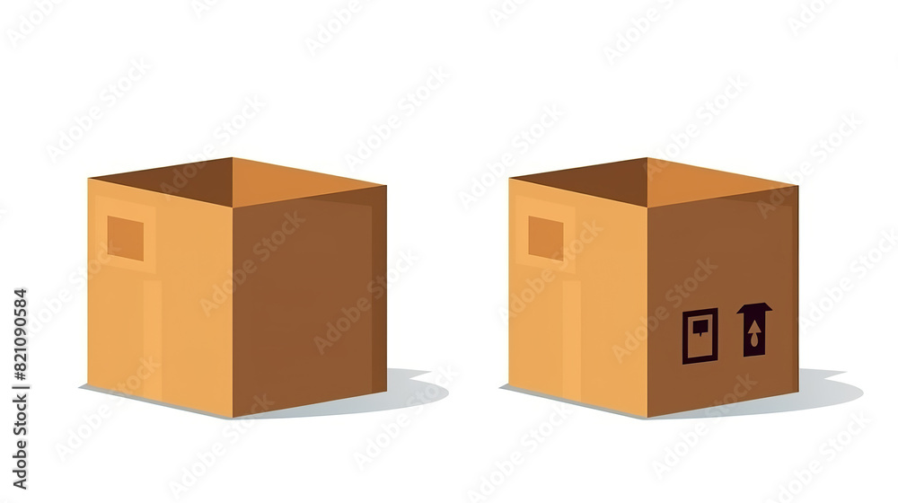 Isolated cardboard box against a background of pure white Isolated cardboard box against a background of pure white