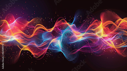 Develop a vector illustration of sound waves depicted as pulses of energy across the canvas.