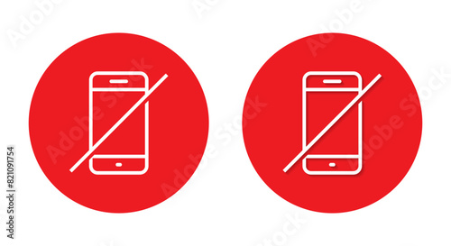 Turn off mobile phone icon with shadow. No cellphone concept