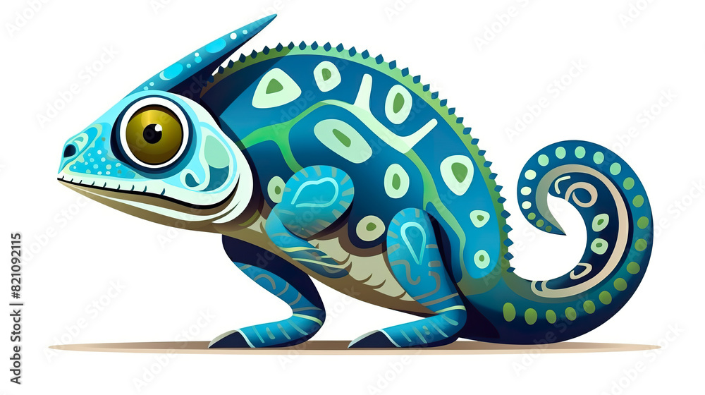 Fototapeta premium Isolated chameleon against a stark white background