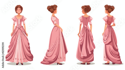 Beautiful young woman wearing pink dress 