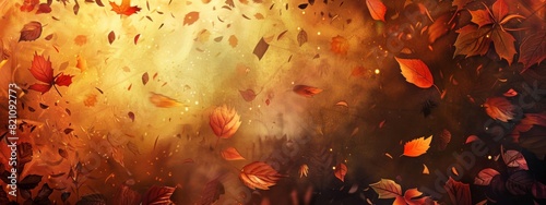 A rustic, autumn-inspired background with falling leaves and warm colors.