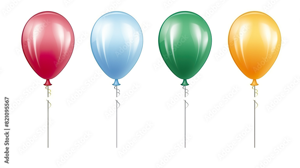 Isolated on a background of pristine white, colourful helium balloons Isolated on a background of pristine white, colourful helium balloons