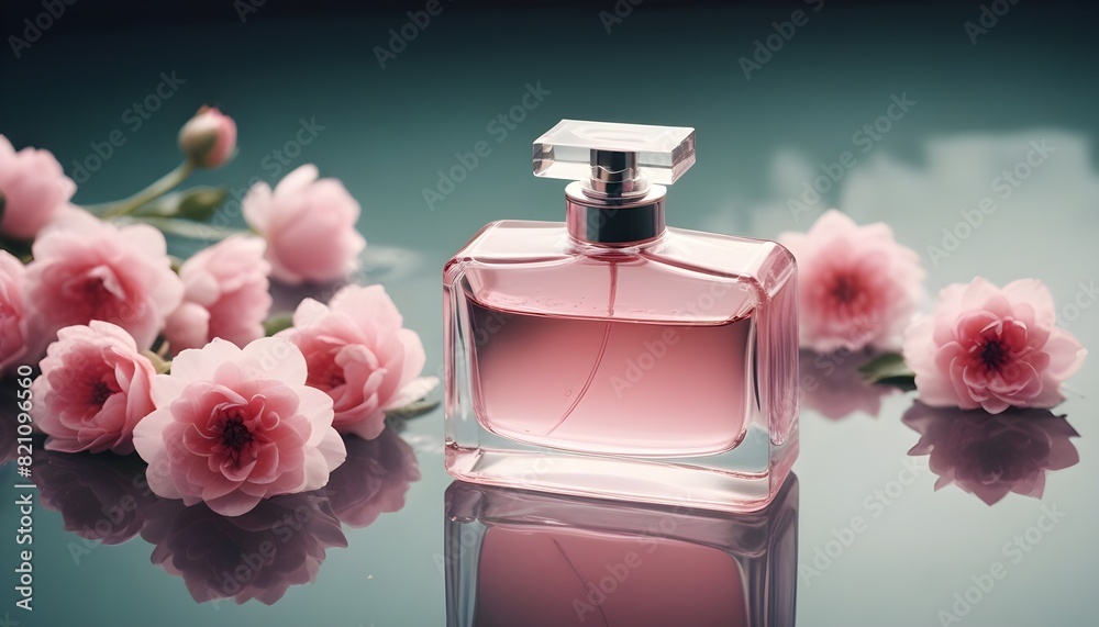 Abstract 3D Flowers with Perfume Bottle: Photorealistic Rendering of Pink and White Peonies and Cherry Blossoms, High Detail, Soft Colors, and Fragmented Advertising Style Abstract 3D Flowers with Perfume Bottle: Photorealistic Rendering of Pink and White Peonies and Cherry Blossoms, High Detail, Soft Colors, and Fragmented Advertising Style