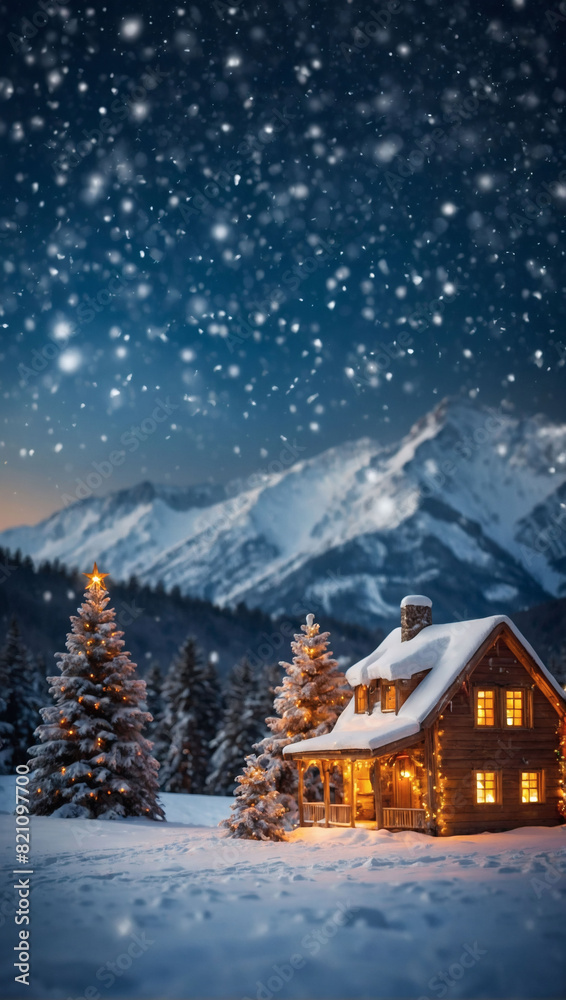 Scenic Christmas backdrop capturing the beauty of winter