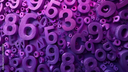 Purple abstract background created by numbers or letters.