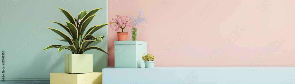 Eco packaging innovation flat design front view chic studio 3D render Triadic Color Scheme