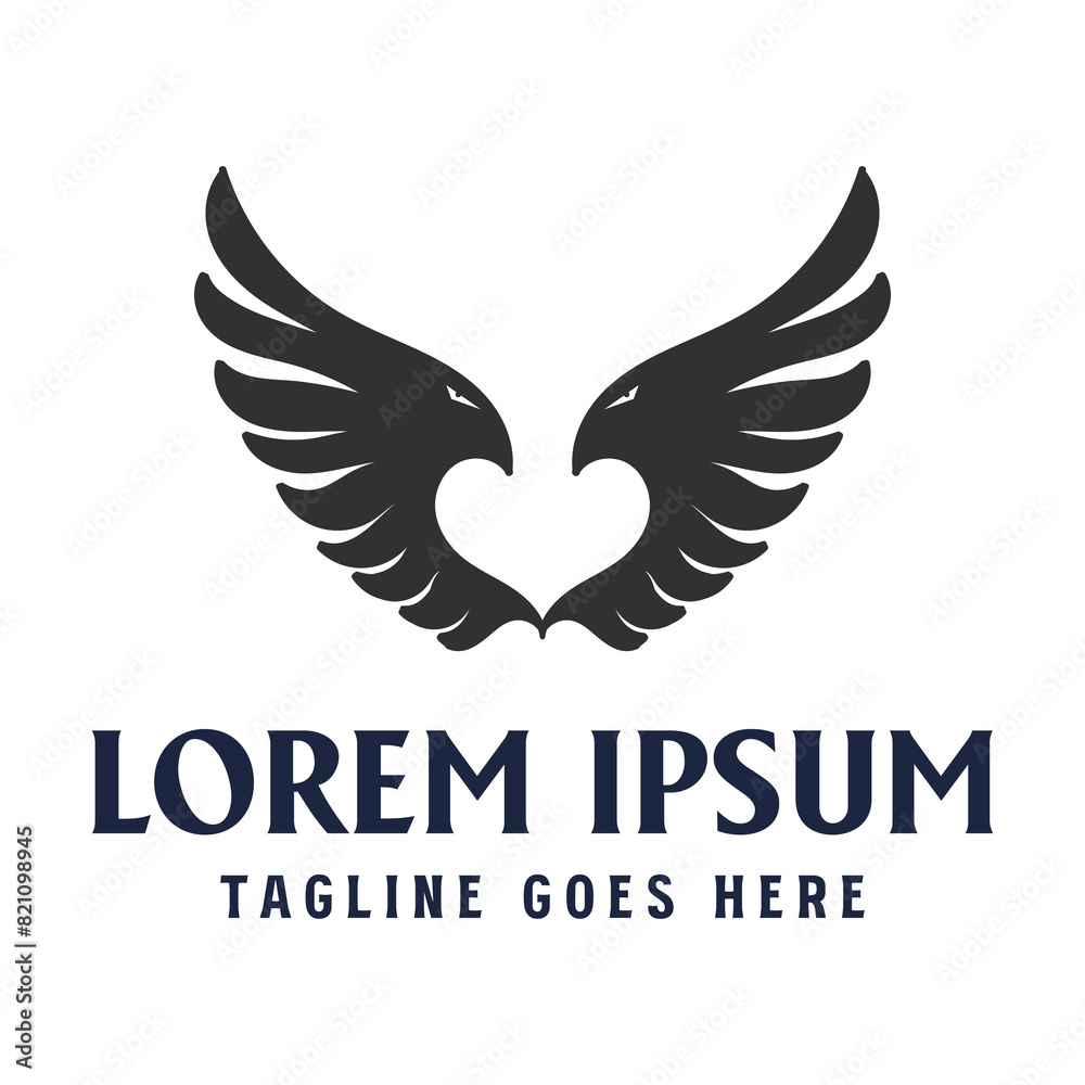 Obraz premium Simple Spread Eagle Falcon Hawk Phoenix Wing Logo Design