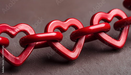 Red Heart Shaped Chain. love ,High resolution photo