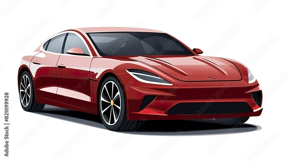 Isolated electric vehicle against a white background