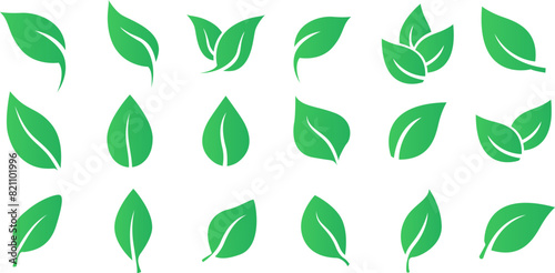 Leaves icon set. Leaves icon on transparent background. Collection green leaf. Eco leaves collection. Ecological concept. Vector EPS 10