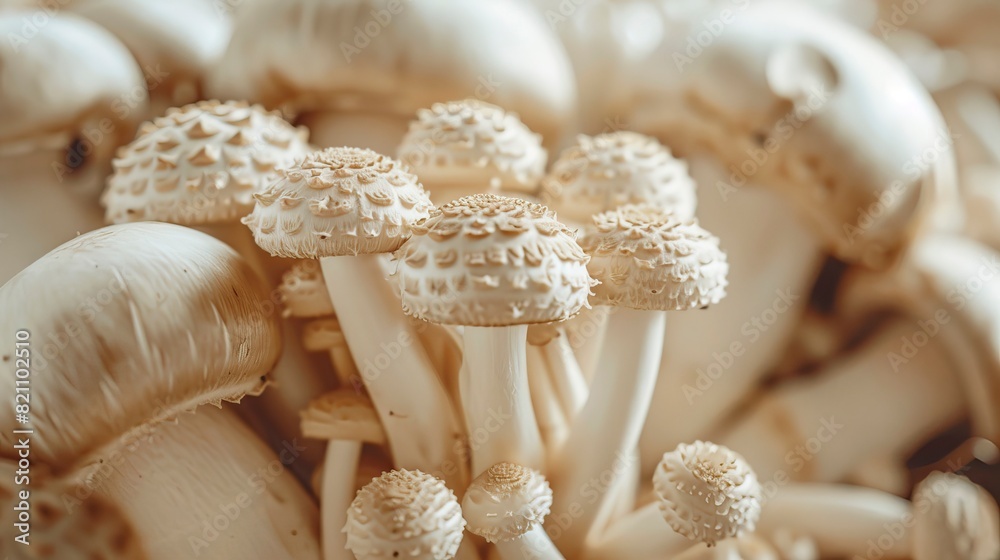 Close up beautiful bunch mushrooms color light Close up beautiful bunch mushrooms color light