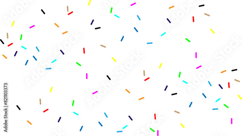 Seamless pattern with rainbow, colorful falling decorative sprinkles, confetti banner background. Multi colored festive backdrop. Pop art style textures. Vector donut glaze pastry elements