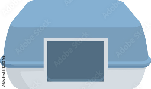 Vector icon of a blue styrofoam takeout box, isolated on white background