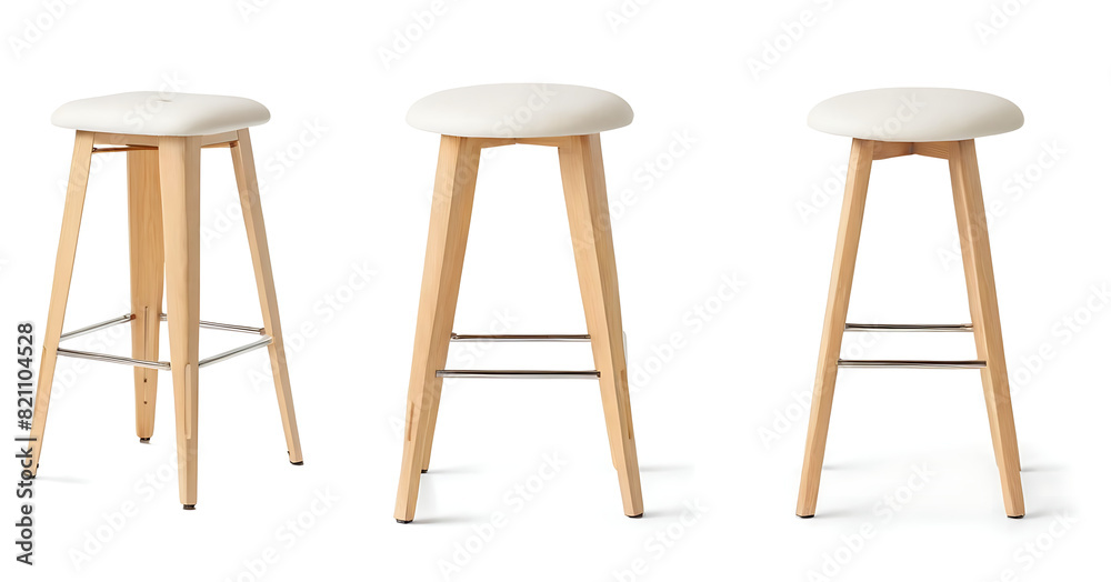 wooden stool isolated on white background