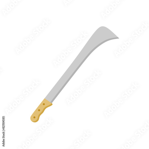 hawkbill flat design vector illustration isolated on white background. Melee weapon of hunter in jungle. Combat weapon blades. Trapper sword and hunter knife blades.