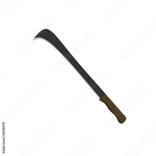 hawkbill flat design vector illustration isolated on white background. Melee weapon of hunter in jungle. Combat weapon blades. Trapper sword and hunter knife blades. © adnanroesdi