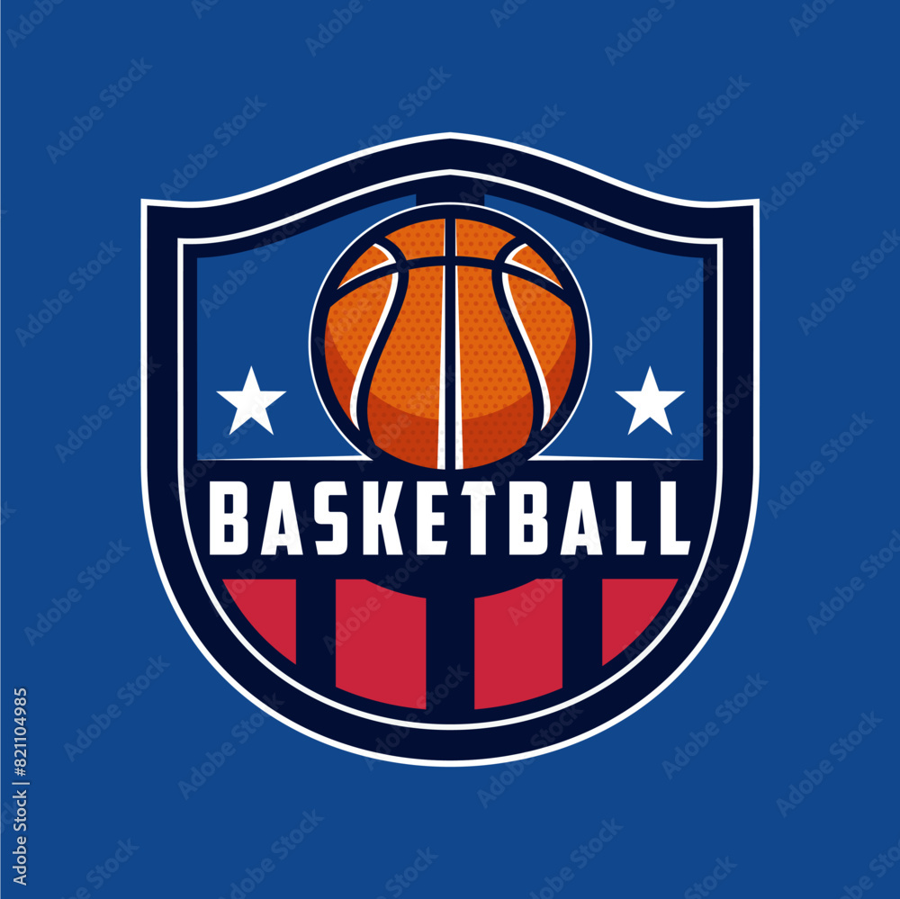 Basketball club logo. Basketball club emblem, design template on dark background, Basket Champions