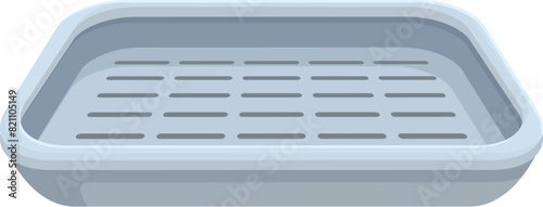 Vector graphic of a grey plastic dish draining tray, isolated on white background