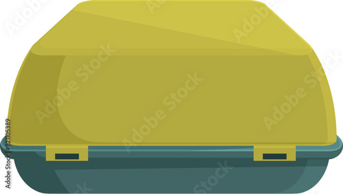 Vector illustration of a closed yellow and green plastic container on a white background