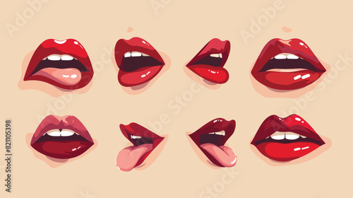 Bundle of cute female character s lips or mouth position