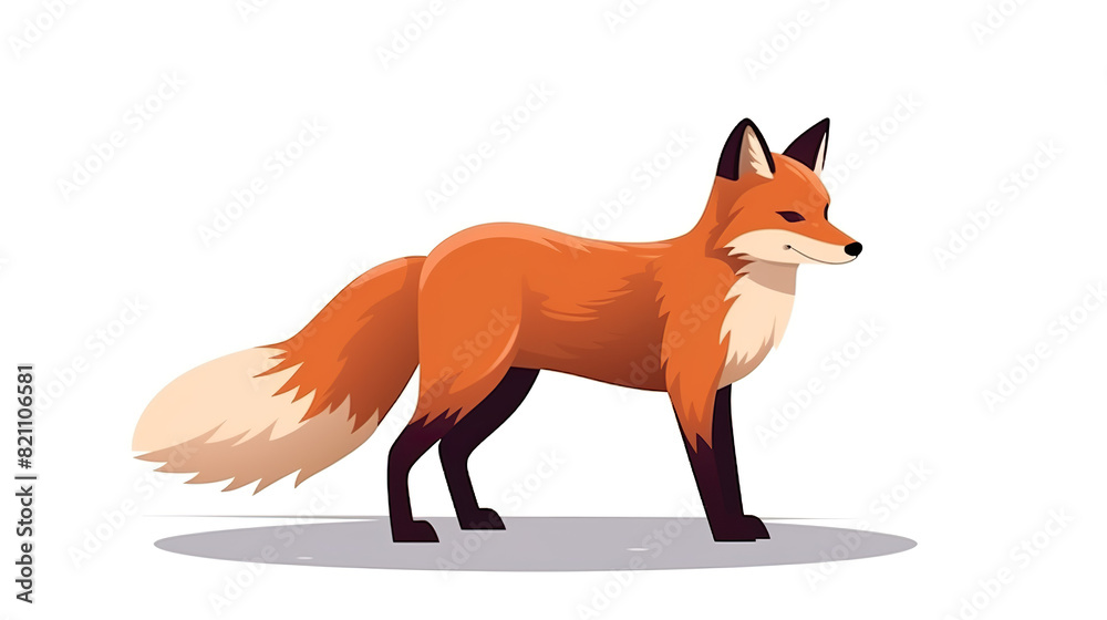 An single fox animal on a background of pristine white